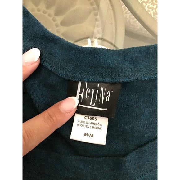 FELINA WOMENS GREEN LONG SLEEVE CREW NECK SOFT PAJAMA TOP SIZE MEDIUM - Picture 3 of 6